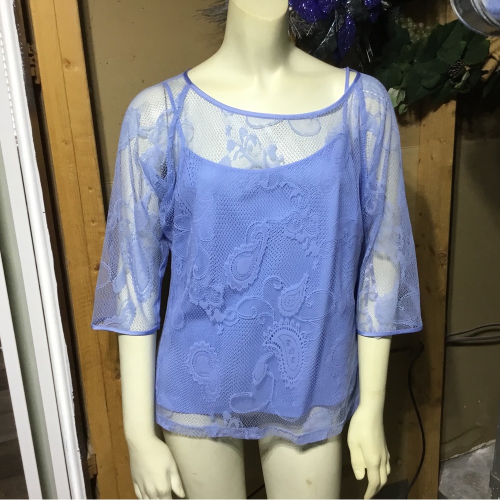 Alex Marie Blue Lace & Camisole Top